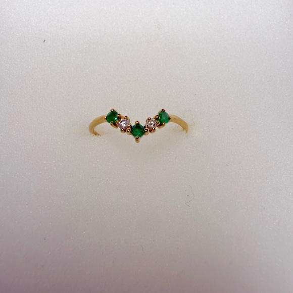 Mejuri Jewelry - Mejuri Emerald and Diamond Wishbone Ring